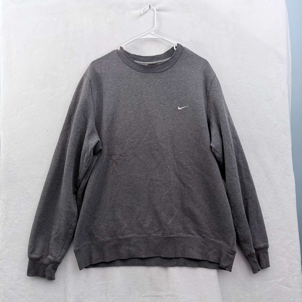 Nike Sweatshirt Mens XL Gray Swoosh Embroidered Fleece Pullover